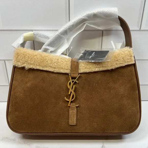 YSL Yves Saint Laurent Le 5 A 7 Sherpa Suede Hobo Shoulder Bag Handbag Purse - Picture 1 of 9